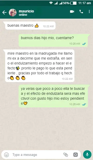 Captura de conversación sobre amarre de amor 3