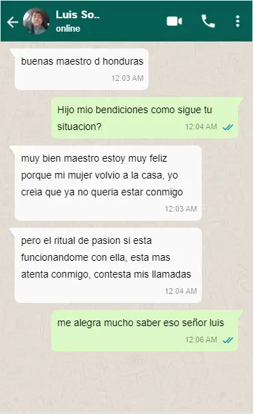 Captura de conversación sobre amarre de amor 2
